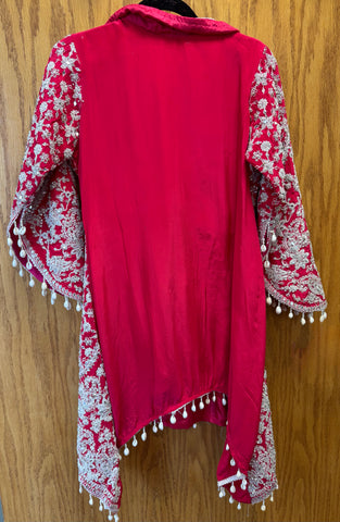 DPP012-Pink top with sharara pants and heavy embroidery and mirror work