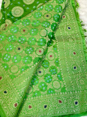 BKS 009 - Dupion Bandini Banarasi saree with Gold Zari work. Comes with Unstitched Blouse.