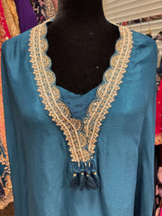KKD006 - Crepe top with lace and tassel neckline design and dhoti skirt