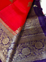 BKS 012 -  Pure Organaza Banarasi  saree with Gold Zari work. Comes with unstitched Blouse.