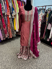Pnk434: Pink kurti with Sharara pants and dupatta