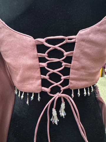 AFL2023- Beautiful bead blouse with an unique drape skirt