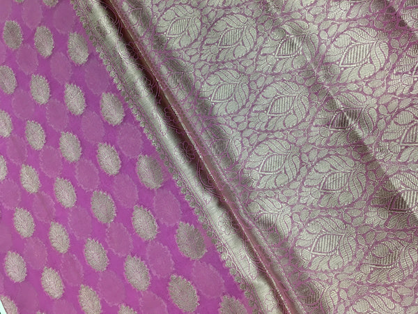 BKS135 Cotton Banarasi Saree in pink. Comes with stitched blouse size 38 can be altered to size 42. Fall peco done.