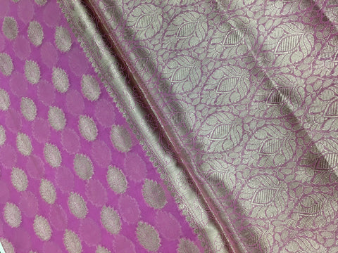 BKS135 Cotton Banarasi Saree in pink. Comes with stitched blouse size 38 can be altered to size 42. Fall peco done.