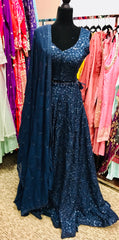 HRD104 Dark blue lehenga.