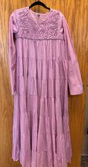 JPD001-Lavender long dress with unique pattern on top
