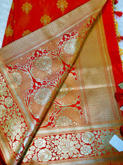 BKS 004 - Katan Georgette Banarasi saree with Gold Zari work. Comes with Unstitched Blouse.