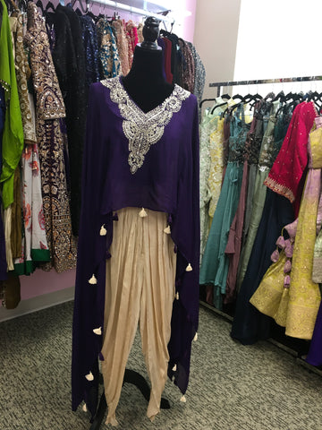 KKD022 - Purple top with bead work and tulip pants