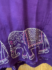 JPD029-Purple long kurti and pants with elephant pattern on borders