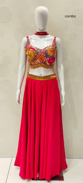 AFL7033: Beautiful pink blouse and sharara pants with dupatta