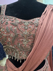 AFL2023- Beautiful bead blouse with an unique drape skirt
