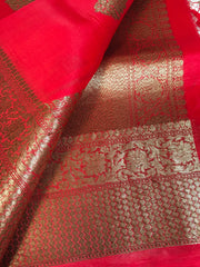 BKS 012 -  Pure Organaza Banarasi  saree with Gold Zari work. Comes with unstitched Blouse.