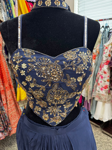 AFL7015: Blouse and dhoti skirt with dupatta