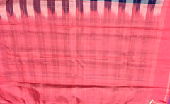 KSS408 Pure handloom kanchipuram silk Saree in blue and white with pink gold zari border.comes with stitched blouse size 40,can be altered to 44 size.