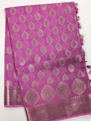 BKS135 Cotton Banarasi Saree in pink. Comes with stitched blouse size 38 can be altered to size 42. Fall peco done.