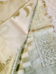 BKS 015 -  Pure Organaza jaal Banarasi  saree with Gold Zari work. Comes with unstitched Blouse