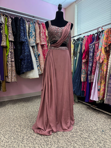 AFL2023- Beautiful bead blouse with an unique drape skirt