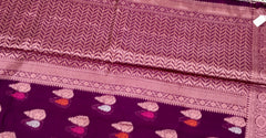 BKS133 Cotton Banarasi Saree in purple. Comes with stitched blouse size 38 can be altered to size 42. Fall peco done.
