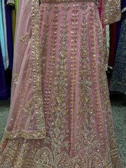 AFL2002-Pink lehenga with heavy bead and embroidery work and a dupatta