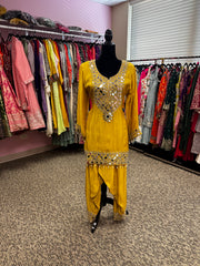 Pnk441: Yellow kurti with salwar pants