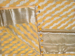 BKS138 Cotton Banarasi Saree in yellow. Comes with stitched blouse size 38 can be altered to size 42. Fall peco done.