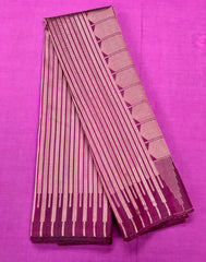 KSS442 Pure handloom kanchipuram silk Saree in purple with gold zari border. Comes with stitched blouse size 40