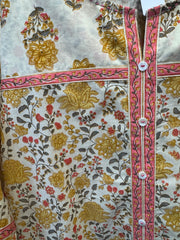JPD005-Beige short kurti with yellow flower pattern