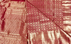 KSS502 Pure kanchipuram handloom  silk Saree in red color with gold zari border. comes with stitched blouse size 40,can be altered to 44 size.