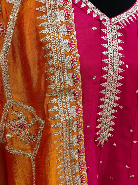 AFL2033 Anarkali kurta with pant and dupatta.