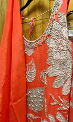KKD107 PURE CHIFFON FLORAL EMBROIDERED KURTA WITH GHARARA AND DUPATTA