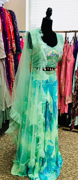 HRD105 Light Blue lehenga