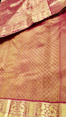 KSS501 Pure kanchipuram handloom silk Saree in red color with gold zari border. comes with stitched blouse size 40,can be altered to 44 size.