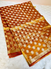 BKS 019 -  Pure Silk Tissue Banarasi saree with Gold Zari work. Comes with unstitched Blouse.