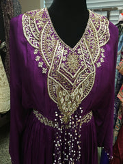 KKD014 - Purple and blue top with bead work and skirt