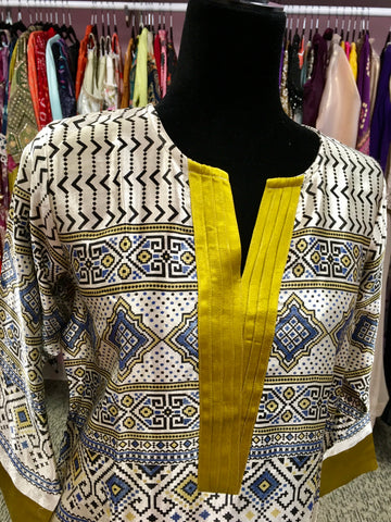 KNG013 Mashru silk knee length kurti.