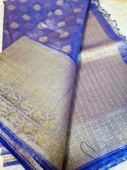 BKS 019 -  Pure Silk Tissue Banarasi saree with Gold Zari work. Comes with unstitched Blouse.