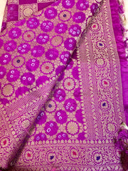 BKS 009 - Dupion Bandini Banarasi saree with Gold Zari work. Comes with Unstitched Blouse.