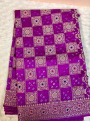 BKS 009 - Dupion Bandini Banarasi saree with Gold Zari work. Comes with Unstitched Blouse.