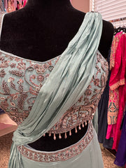 AFL2023- Beautiful bead blouse with an unique drape skirt