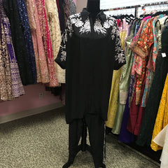 KKD007 - Crepe kurta with flower embroidery and tulip pants