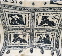 KSN220 Pure Silk Kantha Tussar Saree in Beige. Comes with stitched blouse.Fall peco done.