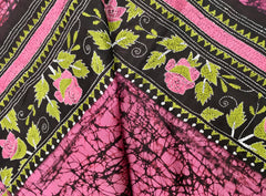 KSN224 Pure Silk Kantha Tussar Saree in pink and brown. Come with stitched blouse size 38. Fall peco done.