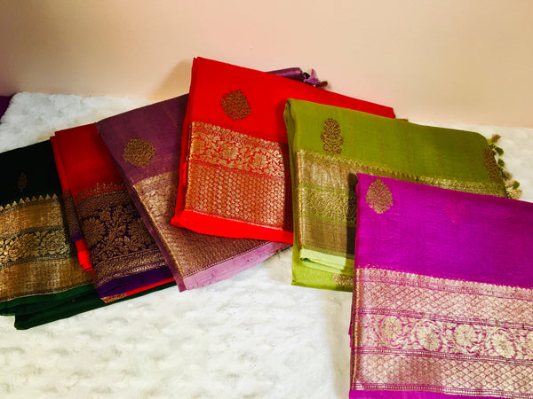 BKS 012 -  Pure Organaza Banarasi  saree with Gold Zari work. Comes with unstitched Blouse.