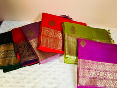 BKS 012 -  Pure Organaza Banarasi  saree with Gold Zari work. Comes with unstitched Blouse.