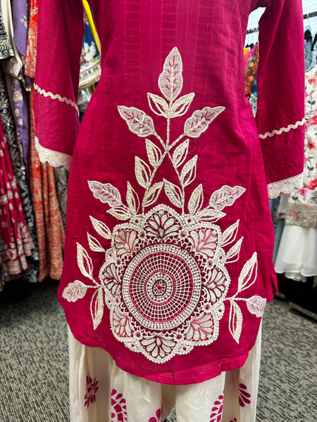 Pnk415: Pink kurti with pants