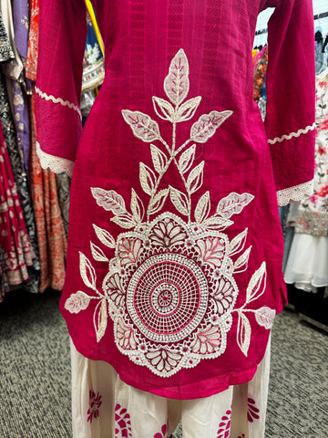Pnk415: Pink kurti with pants