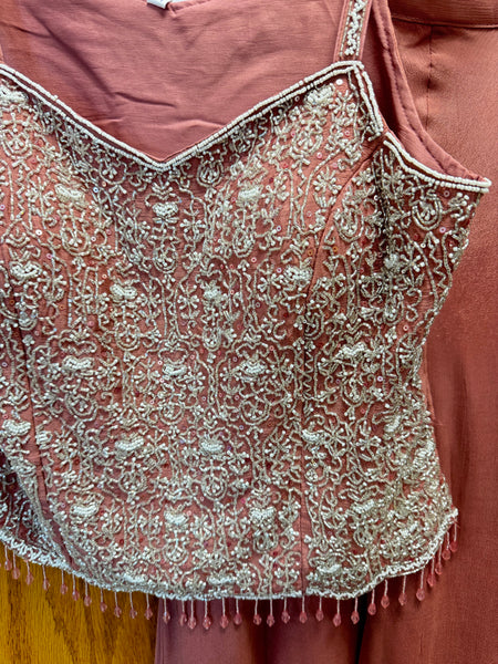 AFL7018: Beautiful blouse top with sharara pants and dupatta