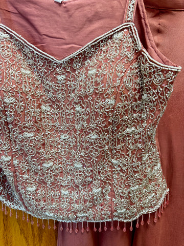AFL7018: Beautiful blouse top with sharara pants and dupatta