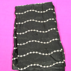 AFL3044 party wear saree in black soft fendy satin silk saree with beads embroidery work.Comes with stitched blouse size 40,can be altered to 44size.Fall peco done.
