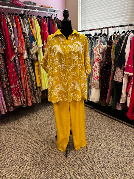 Pnk435: Yellow kurti and pants